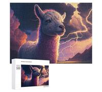 500 PCS Jigsaw Puzzles for Teenagerss Thunderstorm Llama Painting Jigsaws for Adults Hands-on Game Presents for Women Help The Brain Exercise 500 PCS