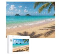 500 PCS Jigsaw Puzzles for Teenagerss Tropical Beach with Palm Tree Shadows Jigsaws for Adults Hands-on Game Presents for Women Help The Brain Exercise 500 PCS