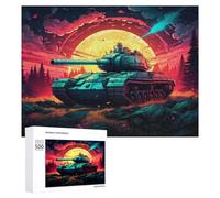 500 PCS Jigsaw Puzzles for Teenagerss War Tank Sunset Landscape -2 Adult Puzzles Hands-on Game Hand Speed Race Fun at Home Activities, 500 PCS