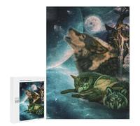 500 PCS Jigsaw Puzzles for Teenagerss Wolves Under The Moonlit Sky Jigsaws for Adults Relax Games Wall Decoration Help The Brain Exercise 500 PCS