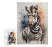 500 PCS Jigsaw Puzzles for Teenagerss Zebra Watercolor Art Puzzles for Adults Brain Teaser Game Analysis And Logic Christmas Birthday Gifts 500 PCS