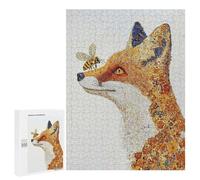 500 PCS Jigsaw Puzzles Fox And Bee Klimt Jigsaw for Teenagerss Precision Cutting Fun Activities at Home Challenging Game And Family Play 500 PCS
