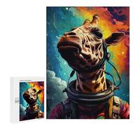 500 PCS Jigsaw Puzzles Giraffe Astronaut Space Art-3 Adult Jigsaw Puzzles Enhance Memory Educational Challenge Toys Educational Games 500 PCS