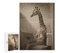500 PCS Jigsaw Puzzles Giraffe Reading Newspaper on Toilet Adult Jigsaw Puzzles Enhance Memory Educational Challenge Toys Educational Games 500 PCS