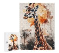 500 PCS Jigsaw Puzzles- Giraffe Sun Watercolor Jigsaw for Adults Relaxing Games Staycation Kill Time Deal As Gifts for The Whole Family 500 PCS