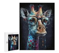 500 PCS Jigsaw Puzzles Giraffe with Glasses Art Print-2 Jigsaw for Teenagerss Precision Cutting Fun Activities at Home Challenging Game And Family Play 500 PCS
