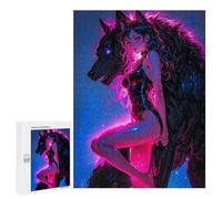 500 PCS Jigsaw Puzzles Girl with Her Wolf Jigsaw for Teenagerss Precision Cutting Fun Activities at Home Challenging Game And Family Play 500 PCS