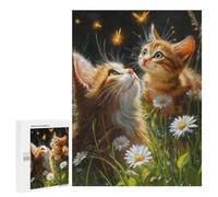 500 PCS Jigsaw Puzzles Glowing Fireflies And Kittens Jigsaws for Adults Puzzle For Family Fun Difficult And Challenge Educational Family Game 500 PCS