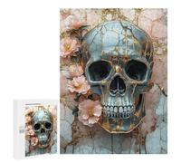 500 PCS Jigsaw Puzzles Gold Foil Skull Art Print Jigsaws for Adults Puzzle For Family Fun Difficult And Challenge Educational Family Game 500 PCS