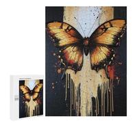 500 PCS Jigsaw Puzzles Golden Butterfly Painting Jigsaw for Teenagerss Precision Cutting Fun Activities at Home Challenging Game And Family Play 500 PCS