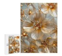 500 PCS Jigsaw Puzzles Golden Flowers Blossom Jigsaw for Teenagerss Precision Cutting Fun Activities at Home Challenging Game And Family Play 500 PCS