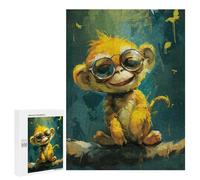 500 PCS Jigsaw Puzzles Golden Monkey with Sunglasses Adult Jigsaw Puzzles Enhance Memory Educational Challenge Toys Educational Games 500 PCS