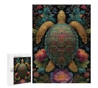 500 PCS Jigsaw Puzzles Golden Turtle with Flowers Puzzles for Teenagers Enhance Memory Difficult And Challenge Brainteaser Family Games 500 PCS