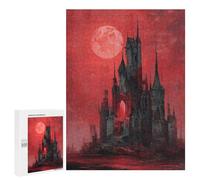 500 PCS Jigsaw Puzzles Gothic Castle with Blood Moon Jigsaw Puzzles for Teenagers Stress Reliever Train Your Brain And Hands Learning Educational Toys 500 PCS
