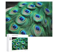 500 PCS Jigsaw Puzzles Green Peacock Feather Wooden Puzzle Personalized Picture Puzzle Family Decoration Puzzles for Adults Challenging Puzzle Family Wedding Graduation Present