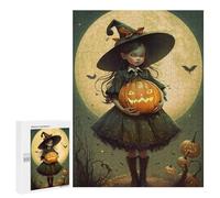 500 PCS Jigsaw Puzzles- Halloween Witch with Jack-o'-Lantern Jigsaw for Adults Relaxing Games Staycation Kill Time Deal As Gifts for The Whole Family 500 PCS