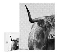 500 PCS Jigsaw Puzzles Highland Cow Black & White Jigsaws for Adults Anti-Stress Toys Staycation Kill Time Parent-child Interaction 500 PCS