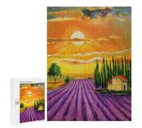 500 PCS Jigsaw Puzzles Lavender Field at Sunset Jigsaw for Adults Fun Games Perfect Decoration Unique Gifts for Birthday And Christmas 500 PCS
