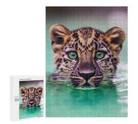 500 PCS Jigsaw Puzzles Leopard Swimming in Water Adult Jigsaw Puzzles Enhance Memory Educational Challenge Toys Educational Games 500 PCS