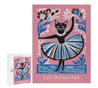 500 PCS Jigsaw Puzzles Les Danseuses Ballerina Cat Art Print Jigsaw for Teenagerss Precision Cutting Fun Activities at Home Challenging Game And Family Play 500 PCS