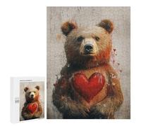 500 PCS Jigsaw Puzzles Love Bear Heart Art Print Jigsaw Puzzles for Teenagers Stress Reliever Train Your Brain And Hands Learning Educational Toys 500 PCS