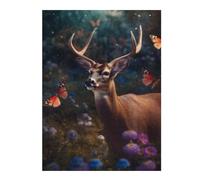 500 PCS Jigsaw Puzzles Magical Deer Butterflies Adult Jigsaw Puzzle Hands-on Game Hand Speed Race Unique Gifts for Birthday And Christmas 500 PCS