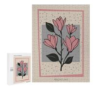 500 PCS Jigsaw Puzzles Magnolia Flower Mid Century Jigsaw for Teenagerss Precision Cutting Fun Activities at Home Challenging Game And Family Play 500 PCS