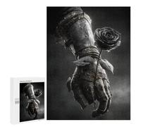 500 PCS Jigsaw Puzzles- Medieval Knight's Armor Holding Black Rose Puzzle For Teenagers Family Activities for Birthday, Chrismas Unique Birthday And Gifts 500 PCS