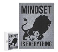 500 PCS Jigsaw Puzzles Mindset Is Everything Lion Cat - Gym, Hustle, Success, Motivational Jigsaw for Teenagerss Precision Cutting Fun Activities at Home Challenging Game And Family Play 500 PCS