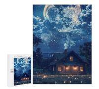 500 PCS Jigsaw Puzzles Moonlit Cabin Scene-1 Adult Jigsaw Puzzles Enhance Memory Educational Challenge Toys Educational Games 500 PCS