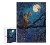 500 PCS Jigsaw Puzzles Moonlit Jungle Leopard Jigsaw Puzzles for Teenagers Stress Reliever Train Your Brain And Hands Learning Educational Toys 500 PCS