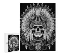 500 PCS Jigsaw Puzzles Native American Skull Art Print Puzzles for Teenagers Enhance Memory Difficult And Challenge Brainteaser Family Games 500 PCS