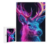 500 PCS Jigsaw Puzzles Neon Deer Headphones Adult Jigsaw Puzzles Enhance Memory Educational Challenge Toys Educational Games 500 PCS