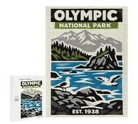 500 PCS Jigsaw Puzzles Olympic National Park Vintage Poster Jigsaw for Teenagerss Precision Cutting Fun Activities at Home Challenging Game And Family Play 500 PCS