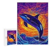 500 PCS Jigsaw Puzzles- Orca Breaching Vibrant Ocean Art Jigsaw for Adults Relaxing Games Staycation Kill Time Deal As Gifts for The Whole Family 500 PCS
