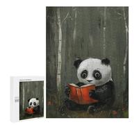500 PCS Jigsaw Puzzles Panda Reading in Forest Jigsaw for Adults Fun Games Perfect Decoration Unique Gifts for Birthday And Christmas 500 PCS