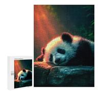 500 PCS Jigsaw Puzzles Panda Resting on Rock Adult Jigsaw Puzzles Enhance Memory Educational Challenge Toys Educational Games 500 PCS