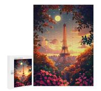 500 PCS Jigsaw Puzzles Paris Eiffel Tower Sunset Adult Jigsaw Puzzles Enhance Memory Educational Challenge Toys Educational Games 500 PCS