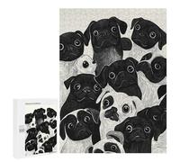 500 PCS Jigsaw Puzzles Pug Dog Party Black & White Jigsaw Puzzles for Teenagerss But Fun And Humorous Every Piece Is Unique - Learning Educational Toys 500 PCS