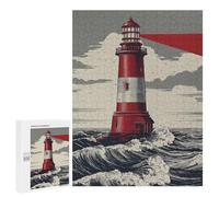500 PCS Jigsaw Puzzles- Red Lighthouse Ocean View Puzzle For Teenagers Family Activities for Birthday, Chrismas Unique Birthday And Gifts 500 PCS