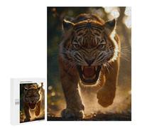 500 PCS Jigsaw Puzzles- Roaring Tiger Approaching Jigsaw for Adults Relaxing Games Staycation Kill Time Deal As Gifts for The Whole Family 500 PCS