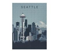 500 PCS Jigsaw Puzzles Seattle Skyline Illustration Adult Jigsaw Puzzle Hands-on Game Hand Speed Race Unique Gifts for Birthday And Christmas 500 PCS