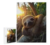 500 PCS Jigsaw Puzzles Smiling Sloth on Branch in Sunlight Jigsaw for Teenagerss Precision Cutting Fun Activities at Home Challenging Game And Family Play 500 PCS