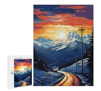 500 PCS Jigsaw Puzzles Snowy Mountain Sunset Road Jigsaw Puzzles for Teenagerss But Fun And Humorous Every Piece Is Unique - Learning Educational Toys 500 PCS