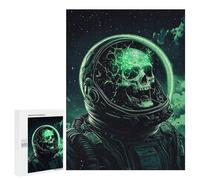 500 PCS Jigsaw Puzzles Space Horror Astronaut with Glowing Skull Puzzles for Teenagers Enhance Memory Difficult And Challenge Brainteaser Family Games 500 PCS