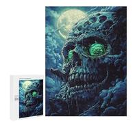 500 PCS Jigsaw Puzzles Spooky Skull with Glowing Eye Puzzles for Teenagers Enhance Memory Difficult And Challenge Brainteaser Family Games 500 PCS