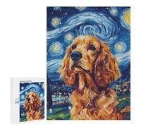 500 PCS Jigsaw Puzzles Starry Night Cocker Spaniel Art Print -3 Puzzles for Teenagers Enhance Memory Difficult And Challenge Brainteaser Family Games 500 PCS