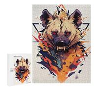 500 PCS Jigsaw Puzzles Stylized Hyena Portrait with Geometric Elements Jigsaws for Adults Anti-Stress Toys Staycation Kill Time Parent-child Interaction 500 PCS