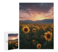 500 PCS Jigsaw Puzzles Sunflower Field Sunset-6 Jigsaws for Adults Puzzle For Family Fun Difficult And Challenge Educational Family Game 500 PCS