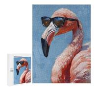 500 PCS Jigsaw Puzzles Sunglasses Pink Flamingo Jigsaw for Adults Fun Games Perfect Decoration Unique Gifts for Birthday And Christmas 500 PCS